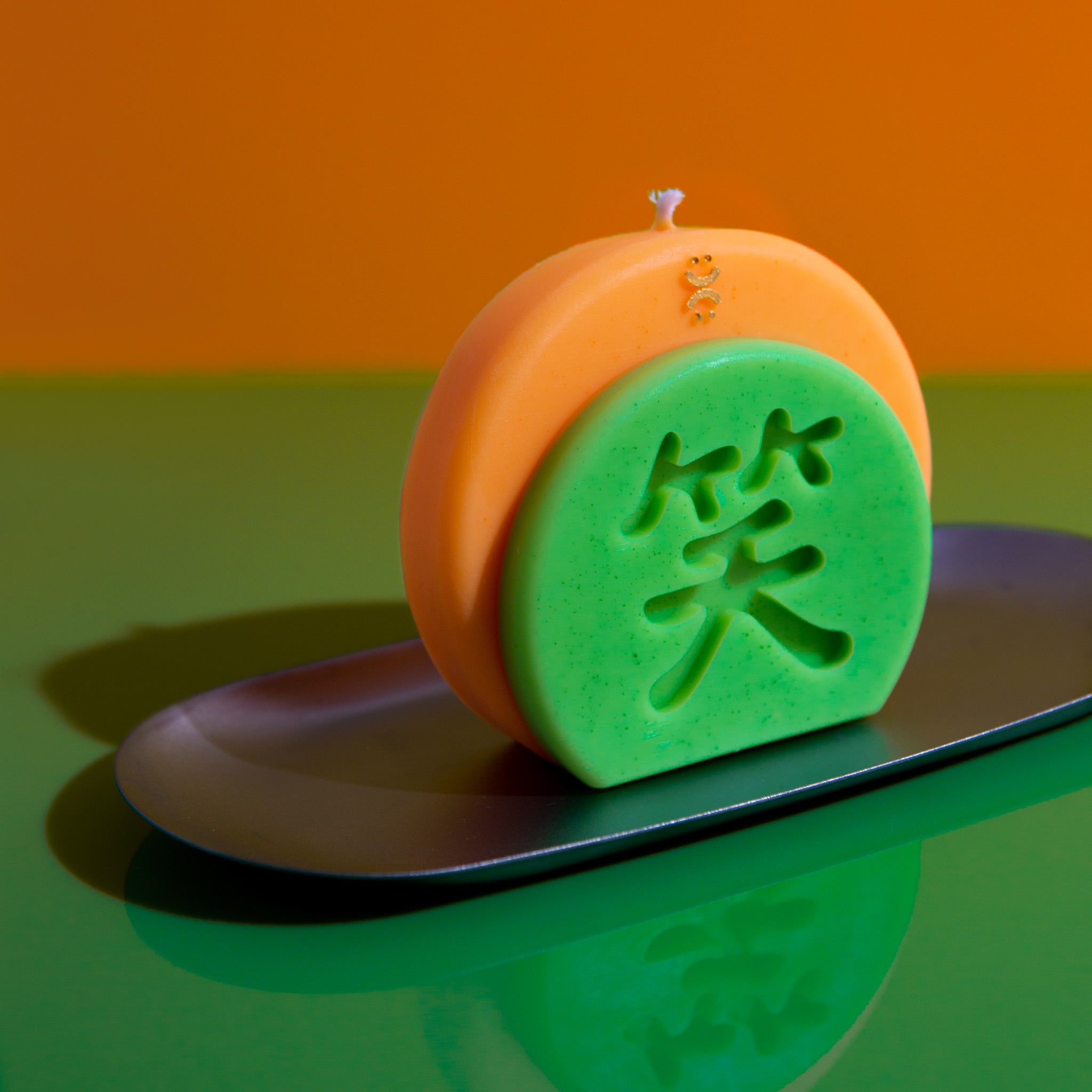  香港製作 純素 大豆 手工 螢光綠 橘色 中文 漢字 蠟燭 家居佈置 
