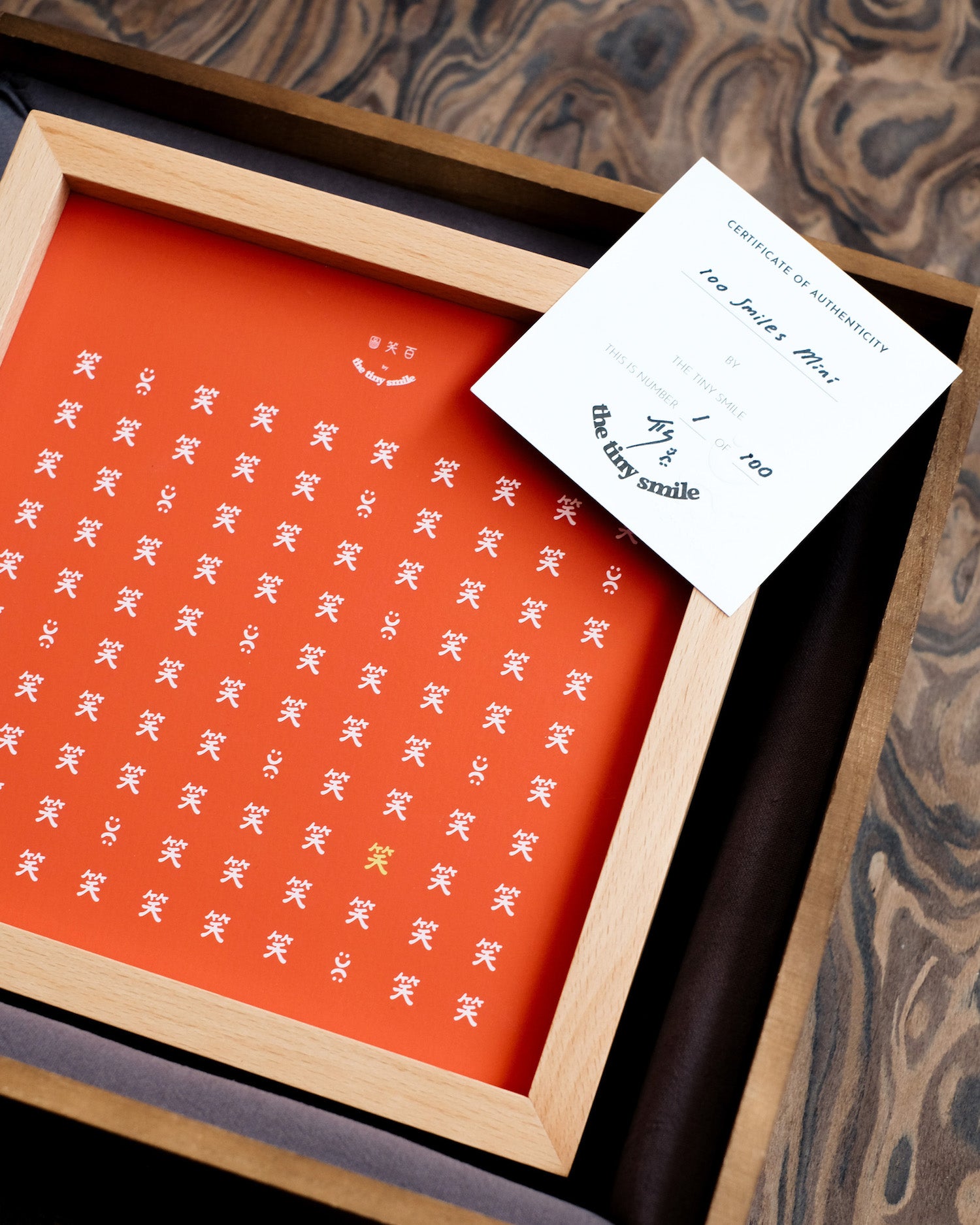 100 Smiles Mini - Limited Edition Tabletop Framed Art Print (Ruby Red)