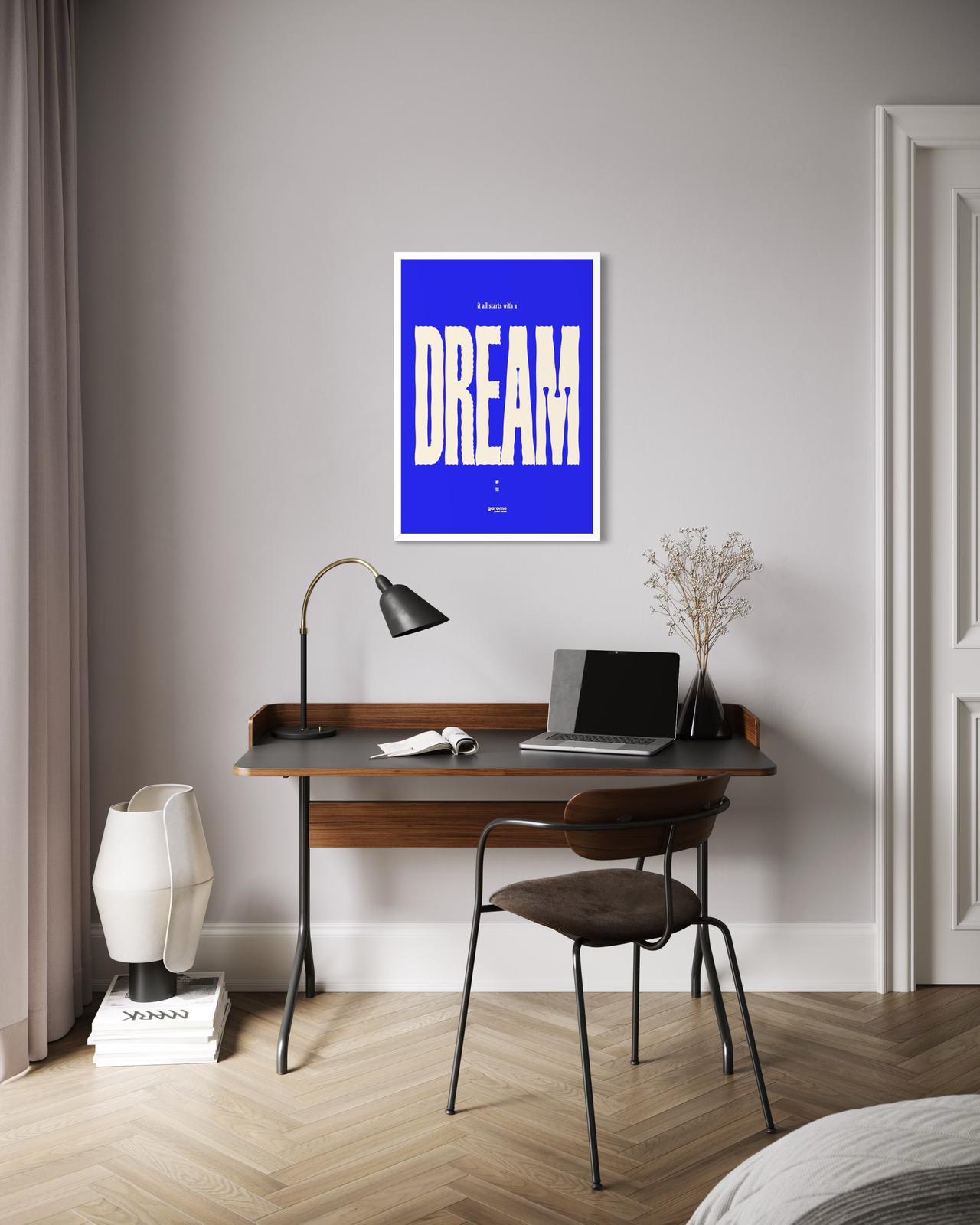 It All Starts With A Dream Art Print (Cobalt Blue)