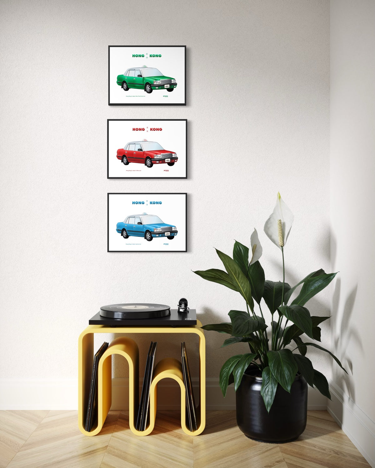 Hong Kong Classic Red Taxi Trio Print Set GAROME