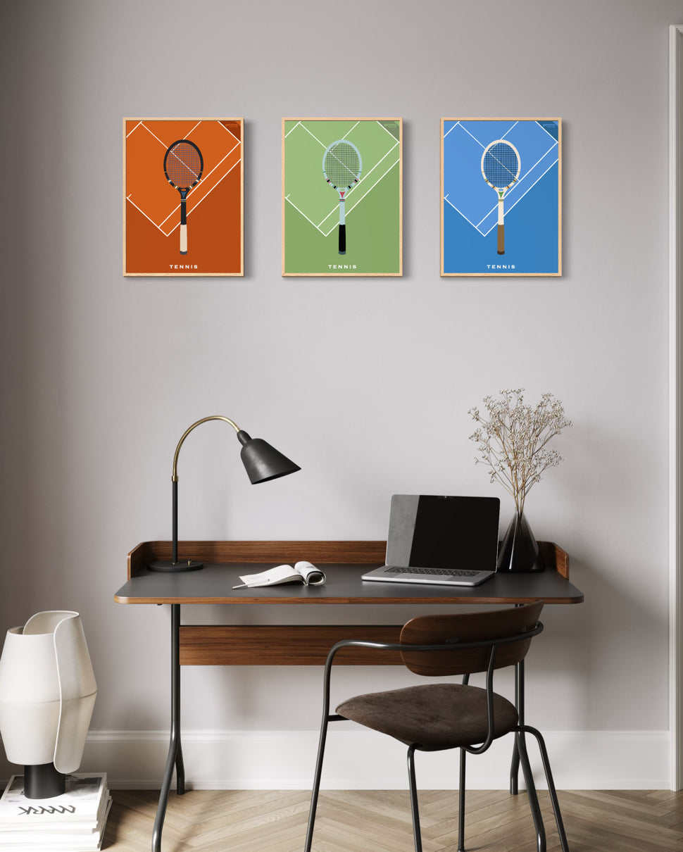 Roland Garros . Wimbledon . US Open Tennis Trio Print Set GAROME