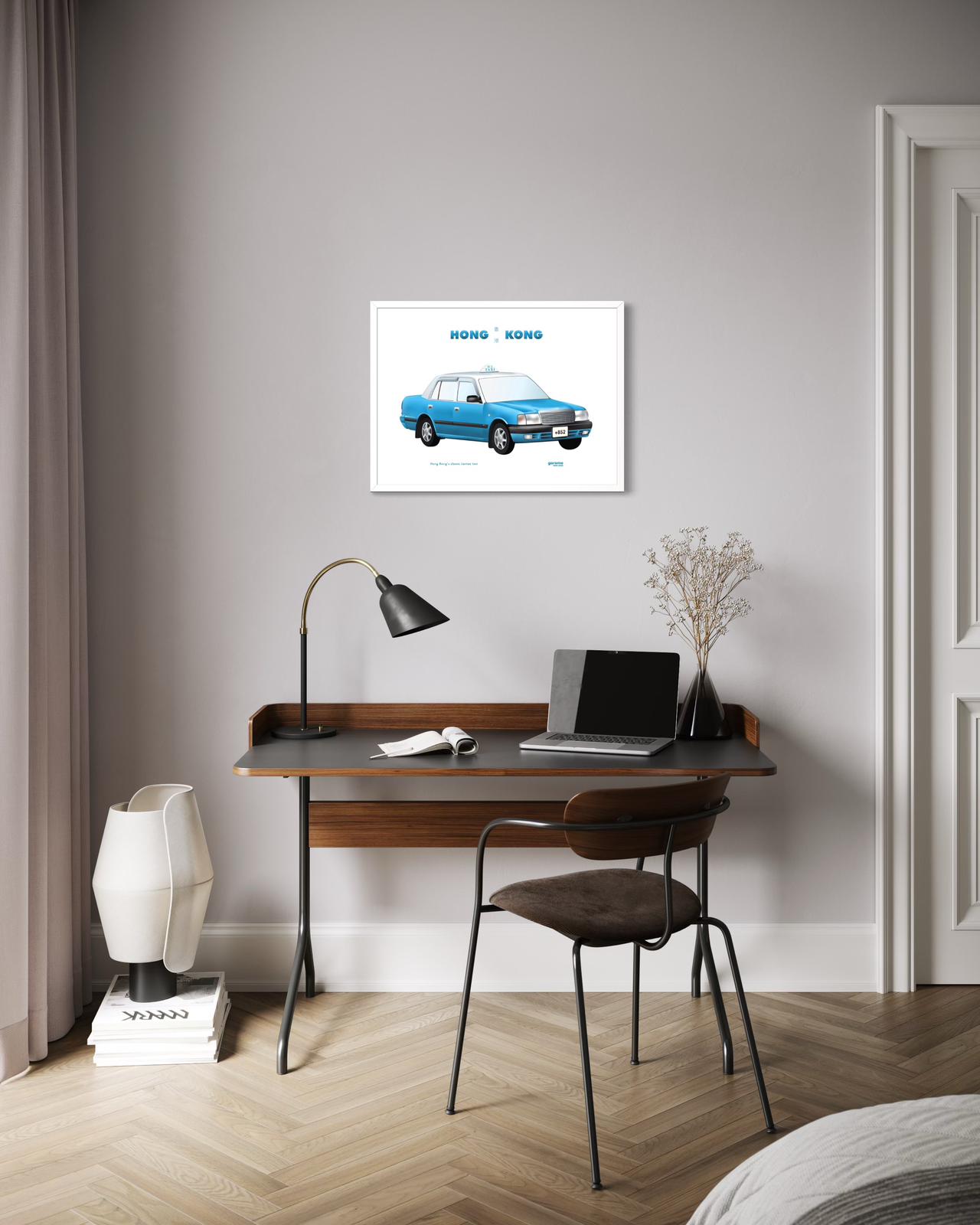 Hong Kong Classic Taxi Art Print (Blue)