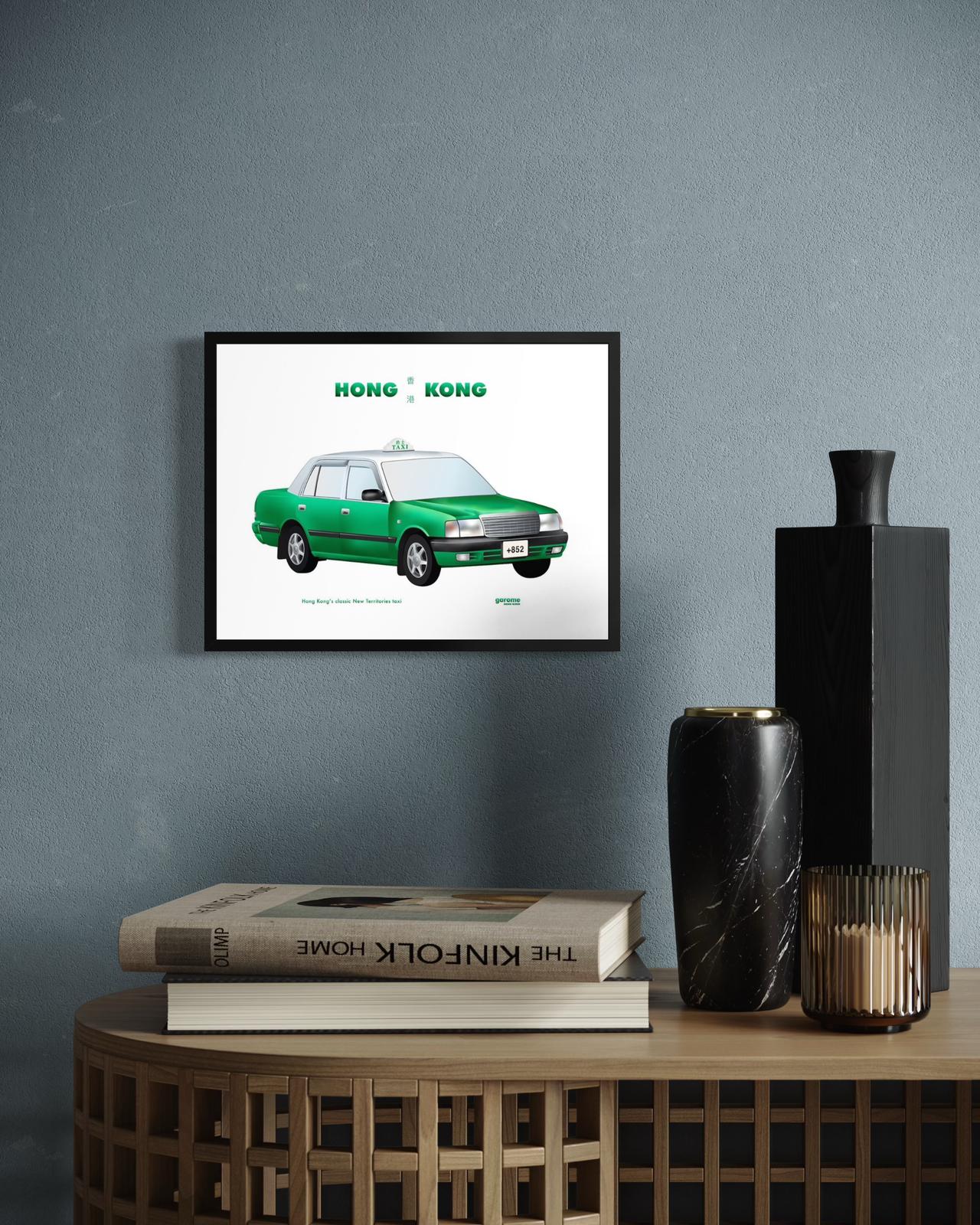 Hong Kong Classic Taxi Art Print (Green)