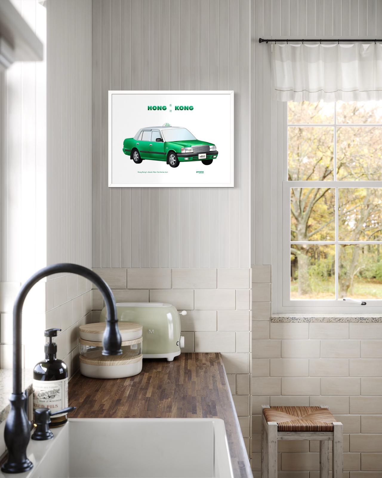 Hong Kong Classic Taxi Art Print (Green)