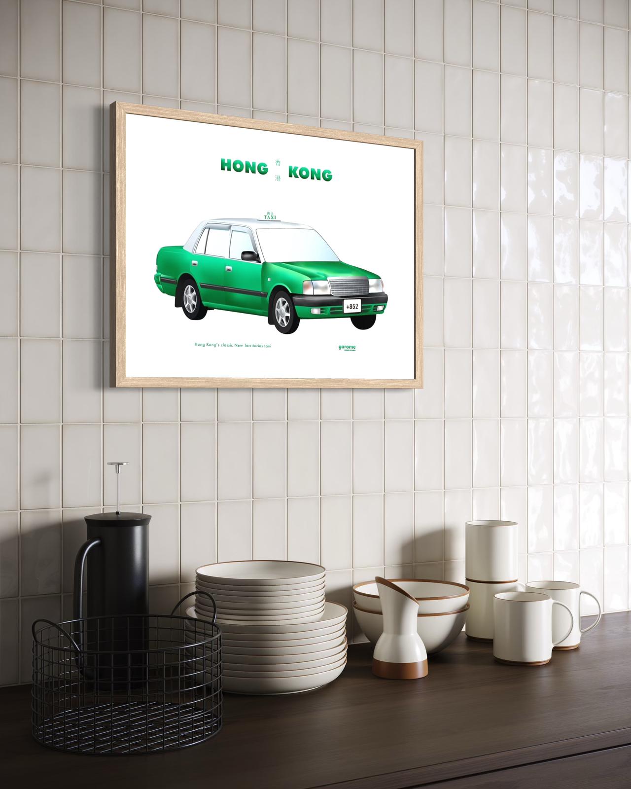 Hong Kong Classic Taxi Art Print (Green)