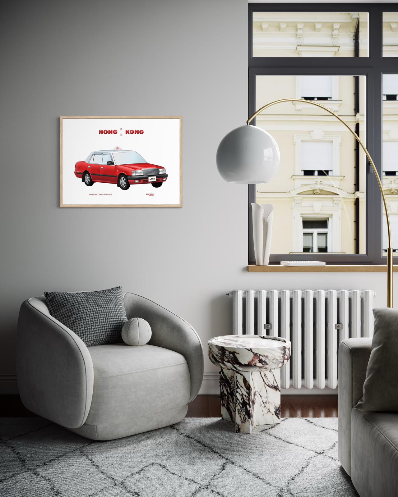 Hong Kong Classic Taxi Art Print (Red)