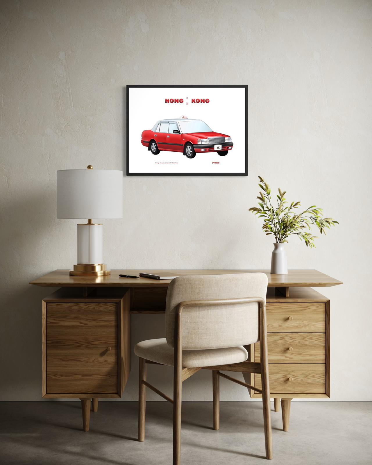 Hong Kong Classic Taxi Art Print (Red)