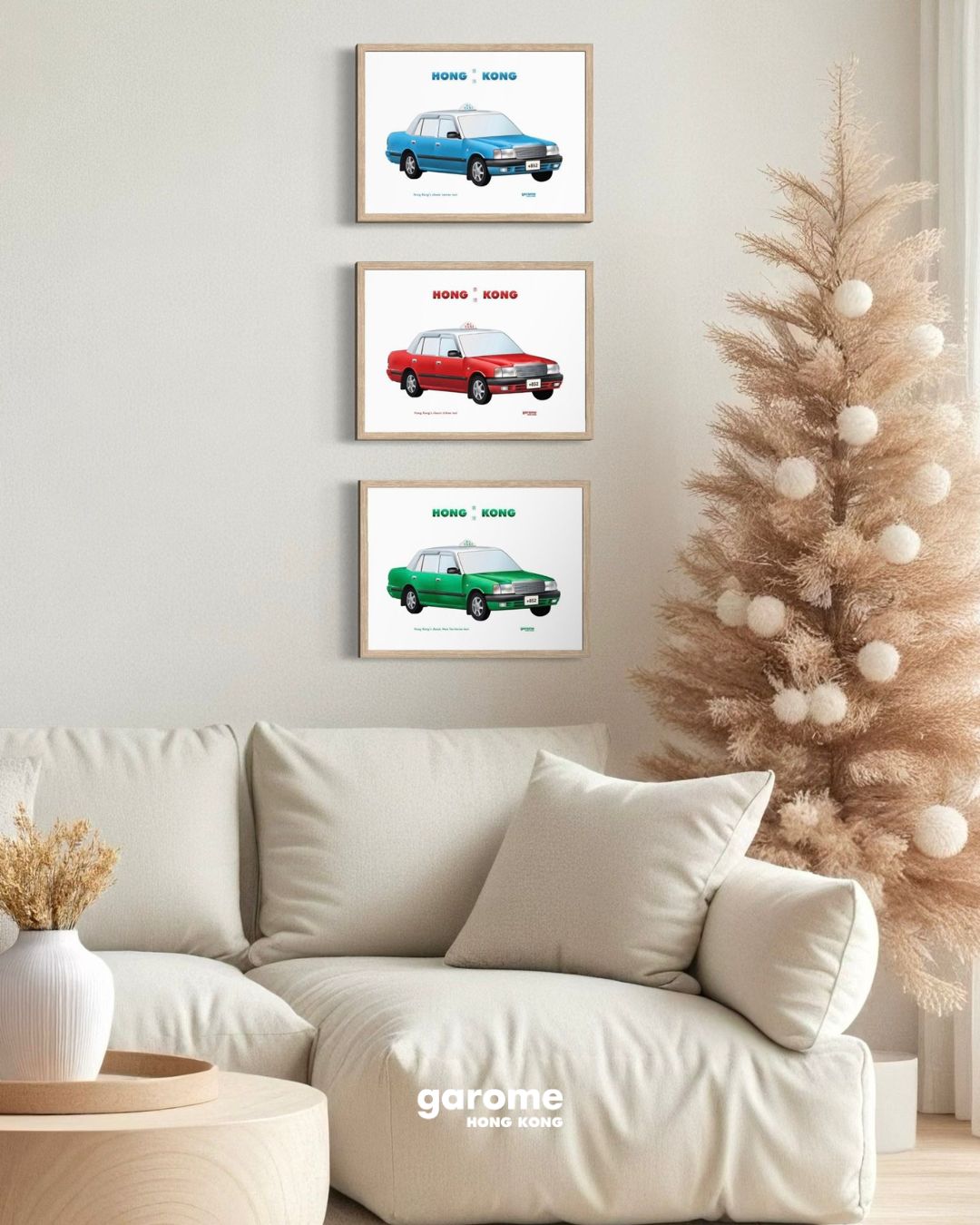 Hong Kong Classic Taxi Art Print (Blue)