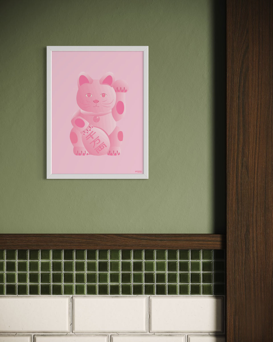 Your Lucky Cat Art Print (Pink / Love)