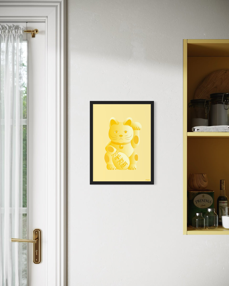 Your Lucky Cat Art Print (Yellow / Wealth)