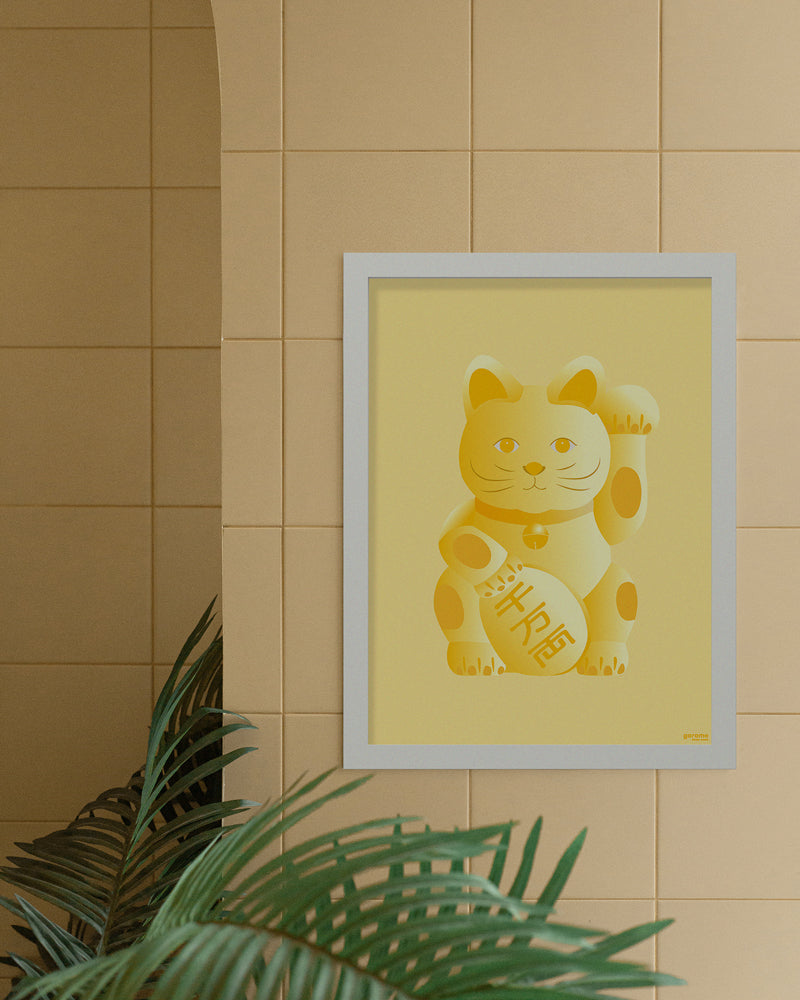 Your Lucky Cat Art Print (Yellow / Wealth)