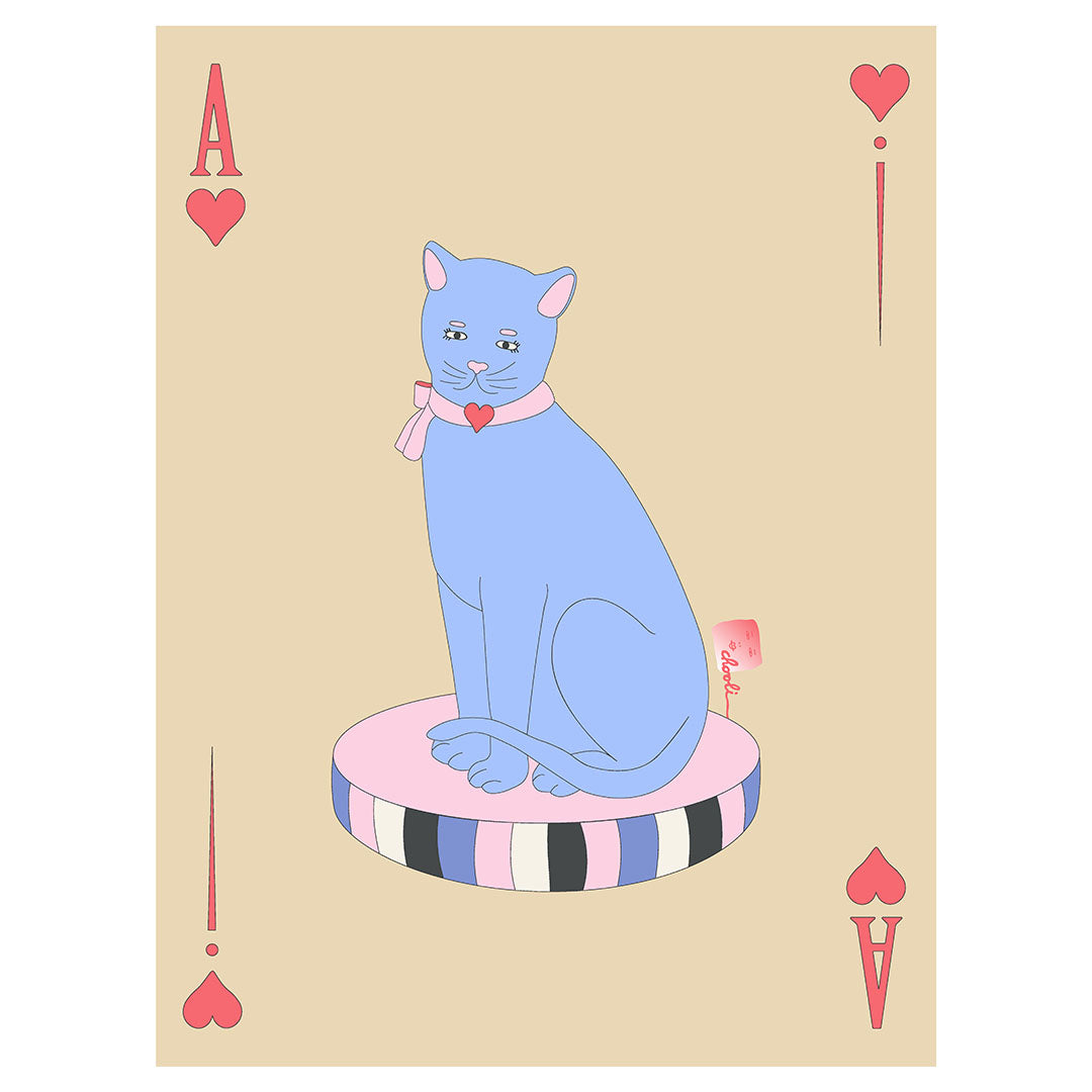 Ace - Poker Face Cat Art Print by CHOOLI