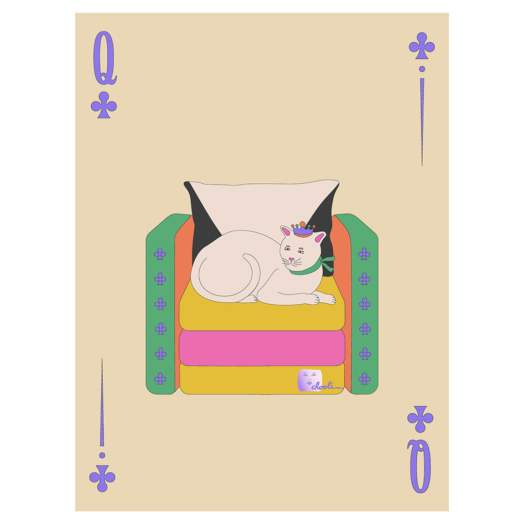 Queen - Poker Face Cat Art Print by CHOOLI