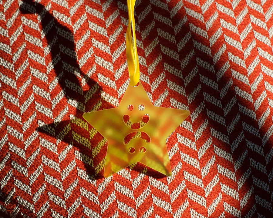 Smiley Face Festive Ornament (Yellow Star)