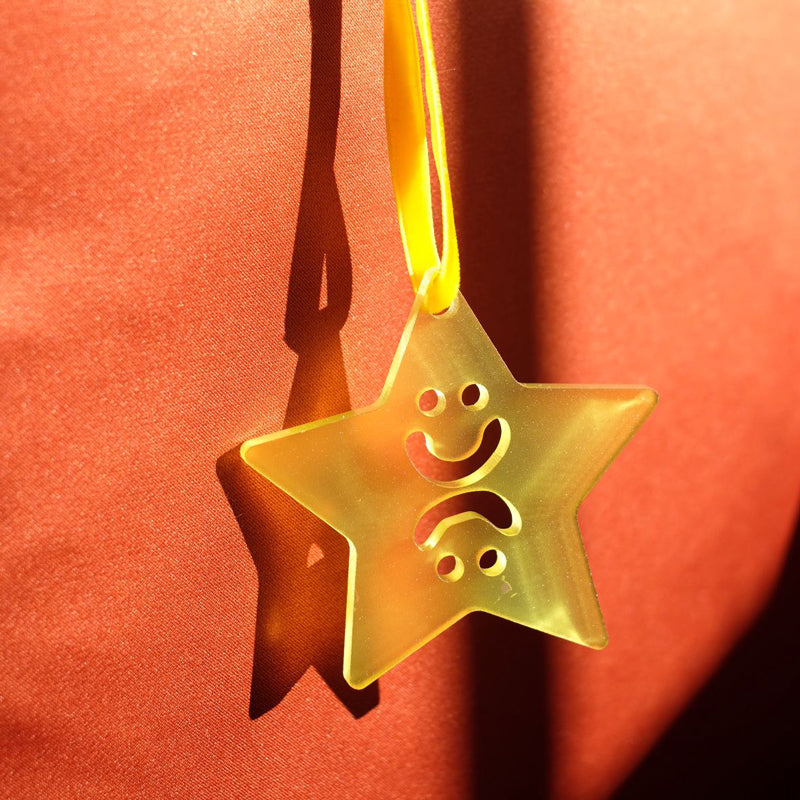 Smiley Face Festive Ornament (Yellow Star)