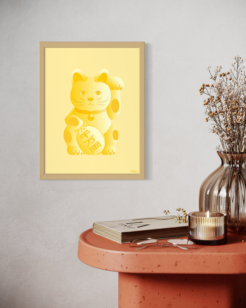 Your Lucky Cat Art Print (Yellow / Wealth)