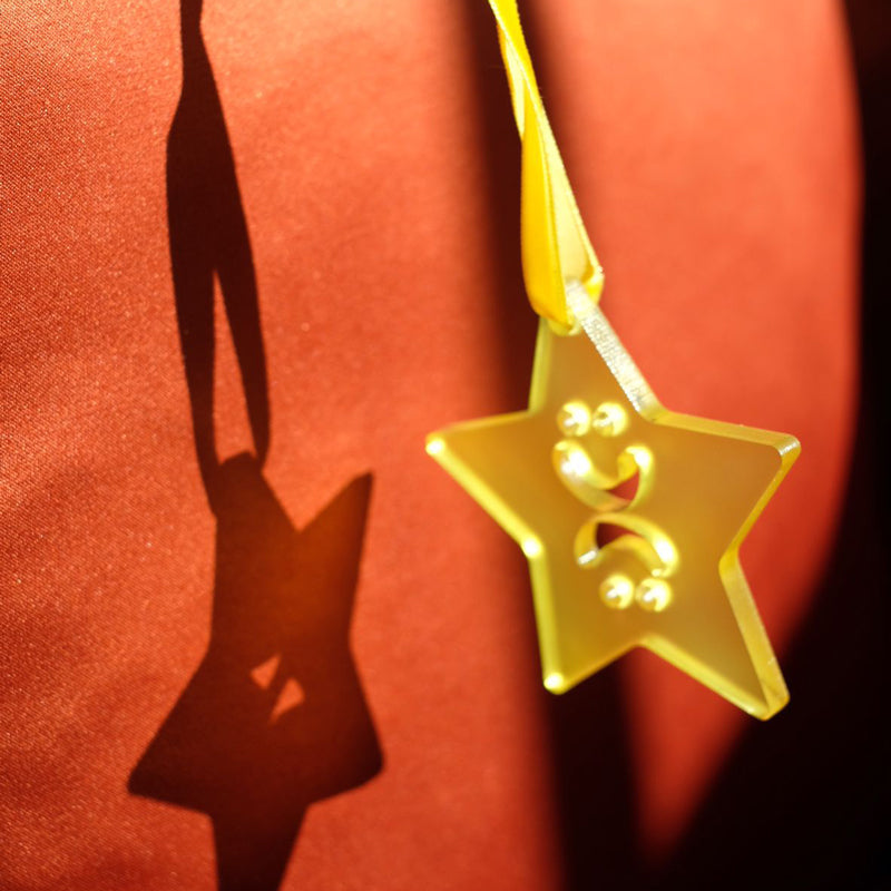 Smiley Face Festive Ornament (Yellow Star)